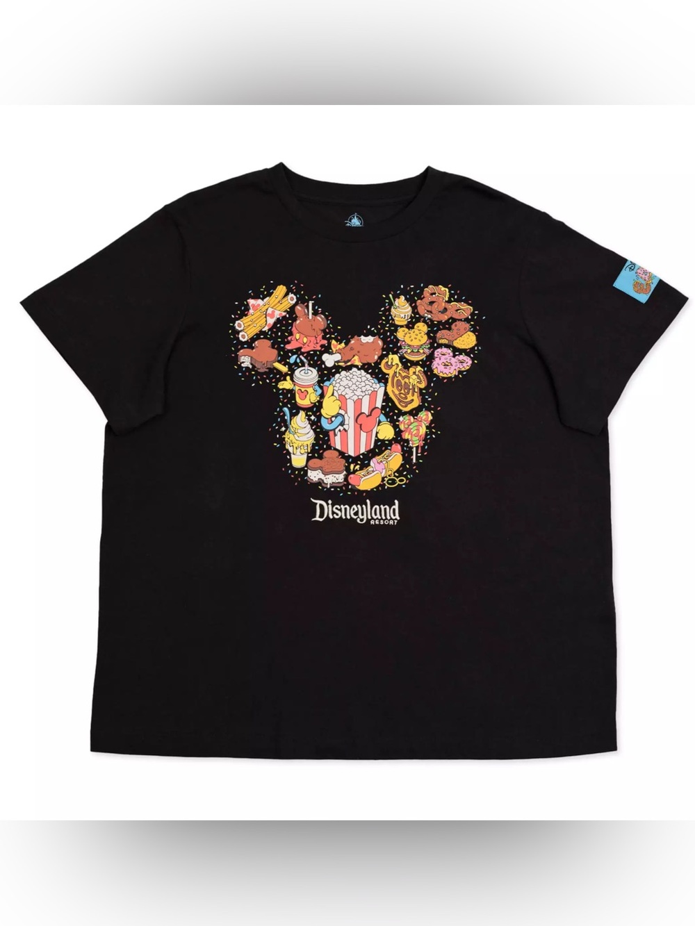 Disneyland “Eats” Mickey Black Graphic‎ Tee Short Sleeve Oversized Size XS